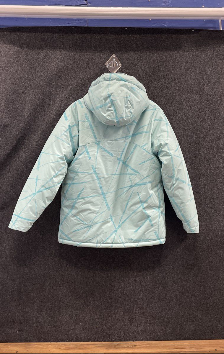 Columbia Women's Light Blue Abstract Pattern Hooded Puffer Ski Jacket Sz XL