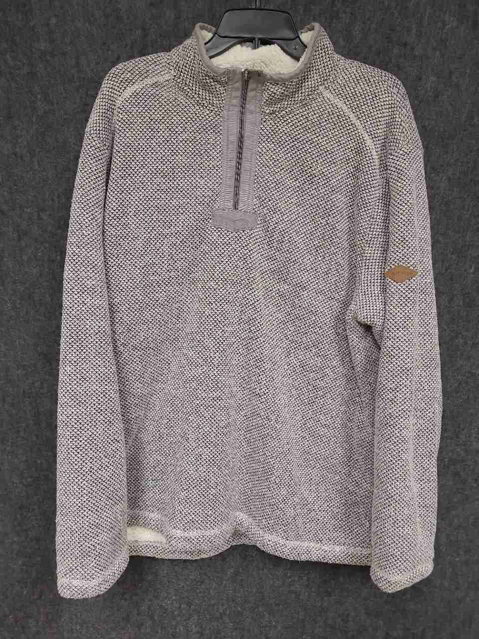 Orvis Men's Gray Birdseye 1/4 Zip Sherpa Lined Fleece Pullover Jacket Sz XL