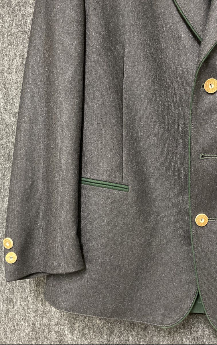 Vintage Allwerk Men's Gray Loden Blazer Jacket Austrian Trachten Wool Sz 25