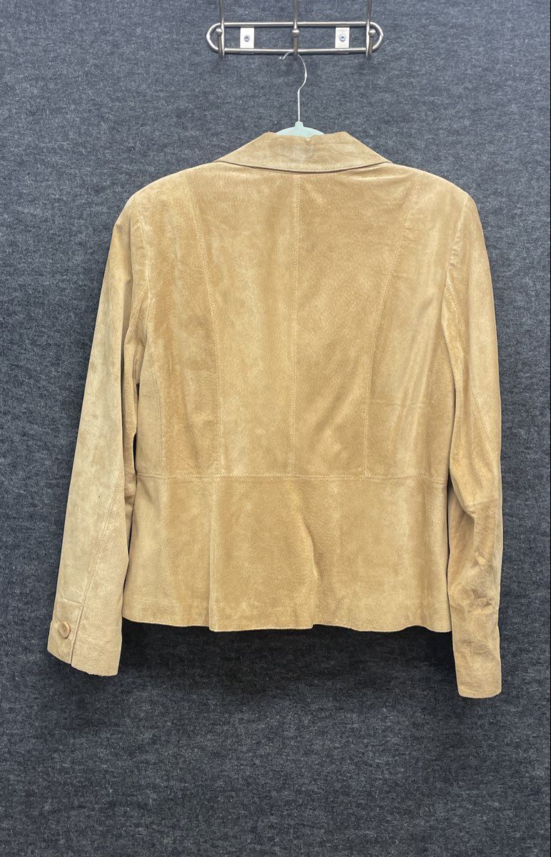 Liz Claiborne Women's Tan Suede Leather Single Button Blazer Jacket Sz 14