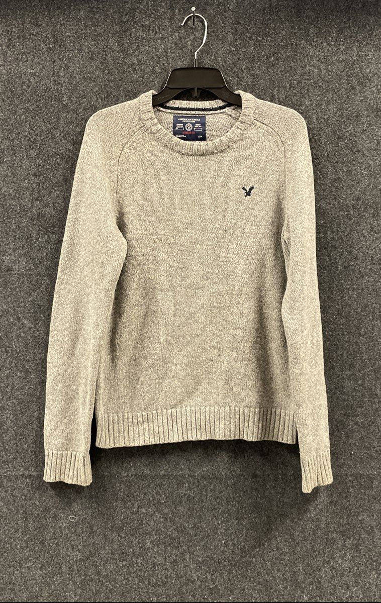 American Eagle Men's Gray Athletic Fit Cotton Blend Crewneck Sweater Sz S