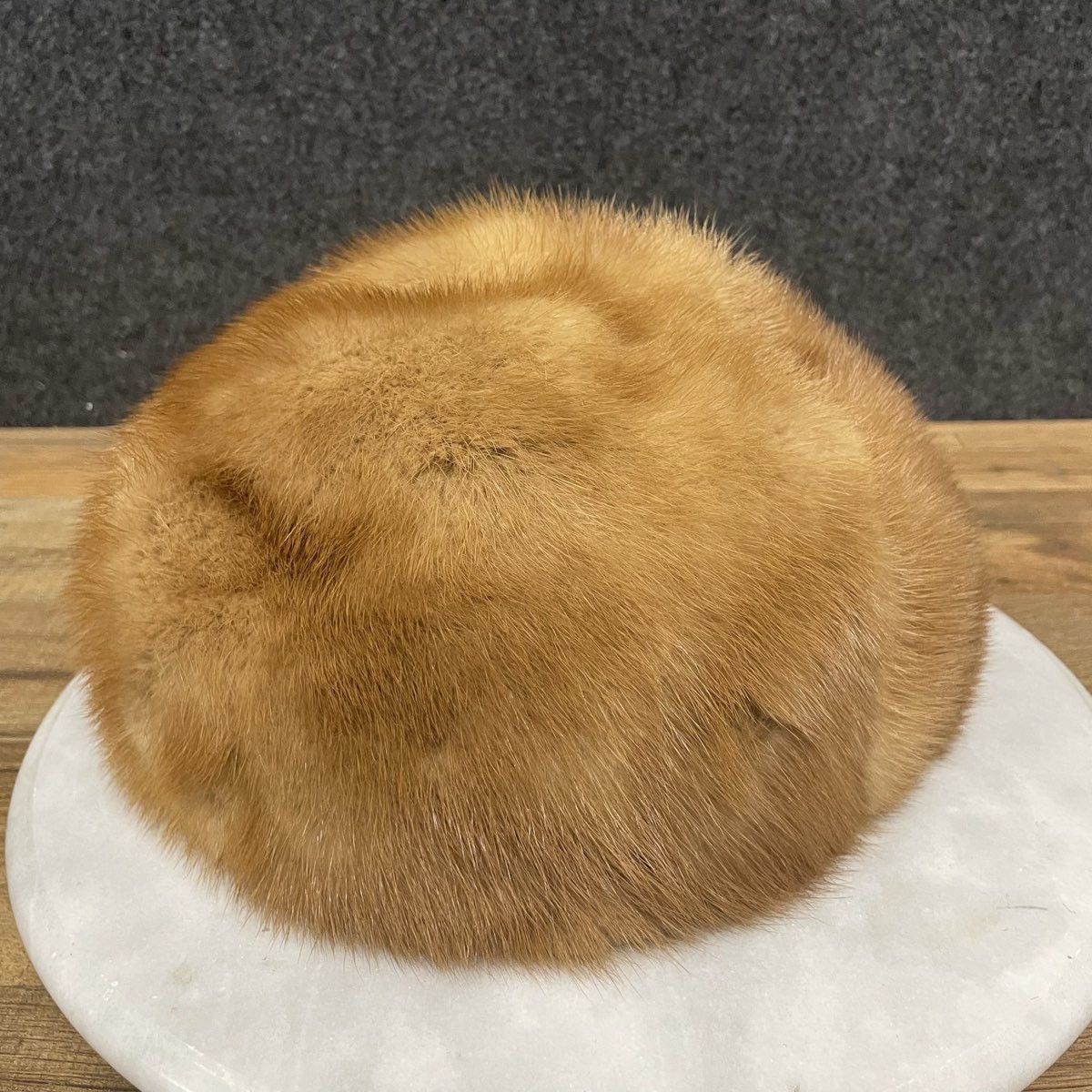 Vintage 60s Genuine Mink Fur Pillbox Hat Golden Brown Sz OS