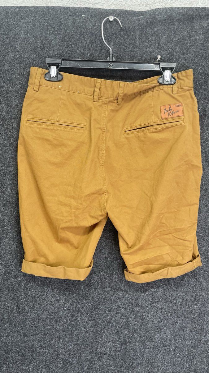 Italy Morn Men's Sunrise Chino Shorts Mustard Yellow Stretch Cotton Rolled Hem S