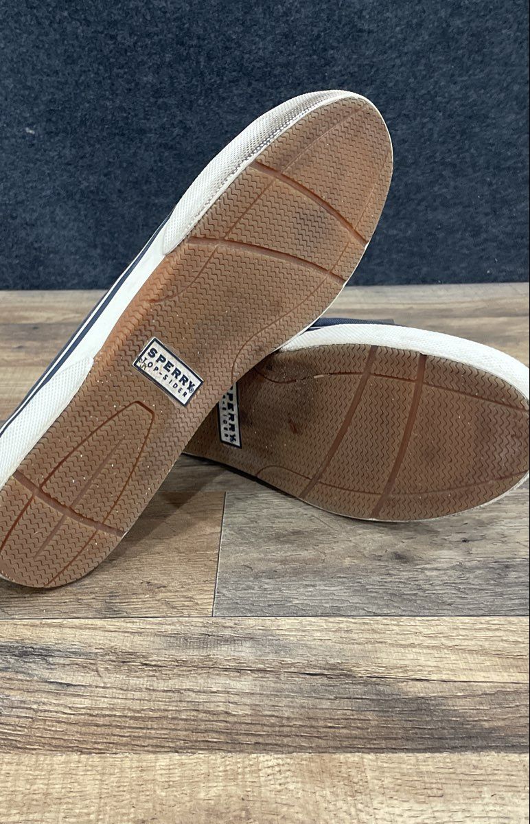 Sperry Top-Sider Bahama 2-Eye Grey Canvas Boat Shoe Sneakers Men's Size 12