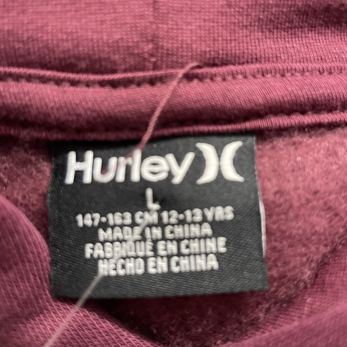 Hurley Boys Burgundy Drop Shoulder Graphic Hoodie Skull Pineapple Back Sz L NWT