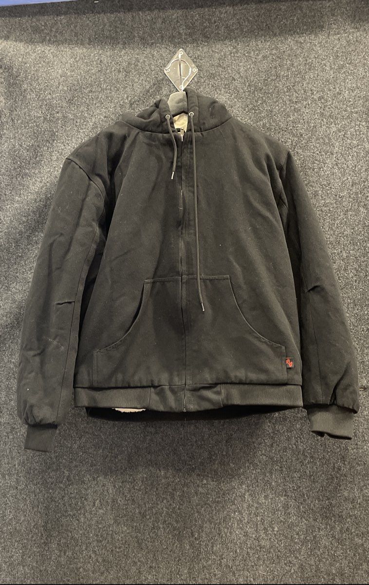 Beautiful Giant Men's Black Fleece Lined Canvas Full Zip Hoodie Jacket Sz M