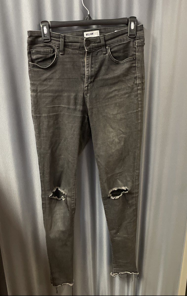 William Rast Women's Black Sculpted Highrise Distressed Ripped Knee Jeans Sz 28