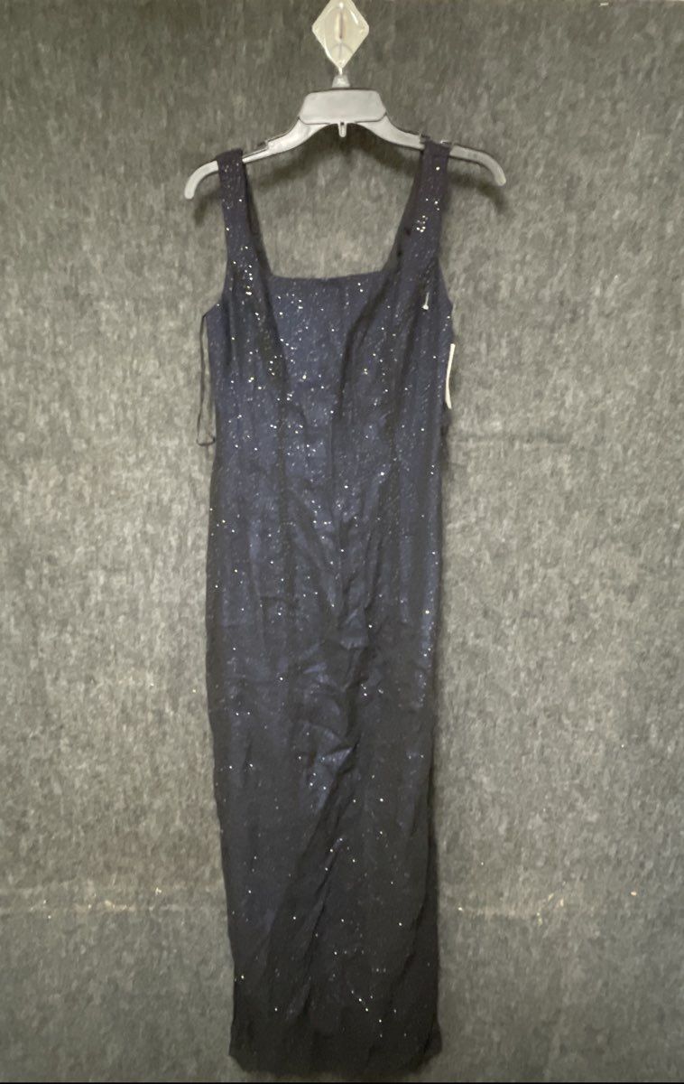 Reggio Women's Navy Blue Evening Dress Glitter Sparkle Square Neck Vintage Sz 6