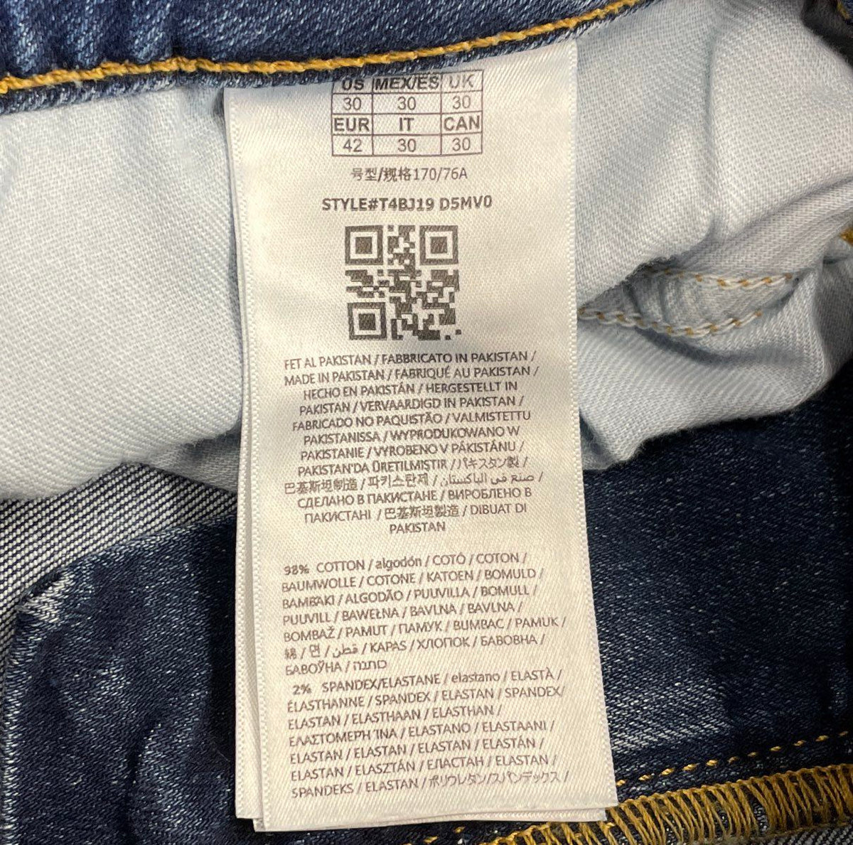 Guess Men's Desmond Tapered Jeans Medium Wash Blue Whiskered Stretch Sz 30