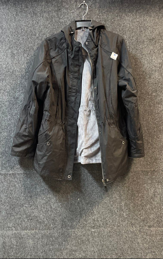 St. John's Bay Women's Black Hooded Jacket Faux Fur Lined Full Zip Parka Size M