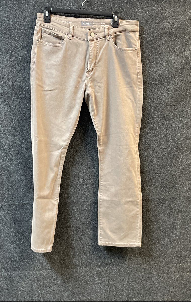 DL1961 Women's Avery Modern Straight Jeans Porcini Taupe Tencel Blend Sz 32x30