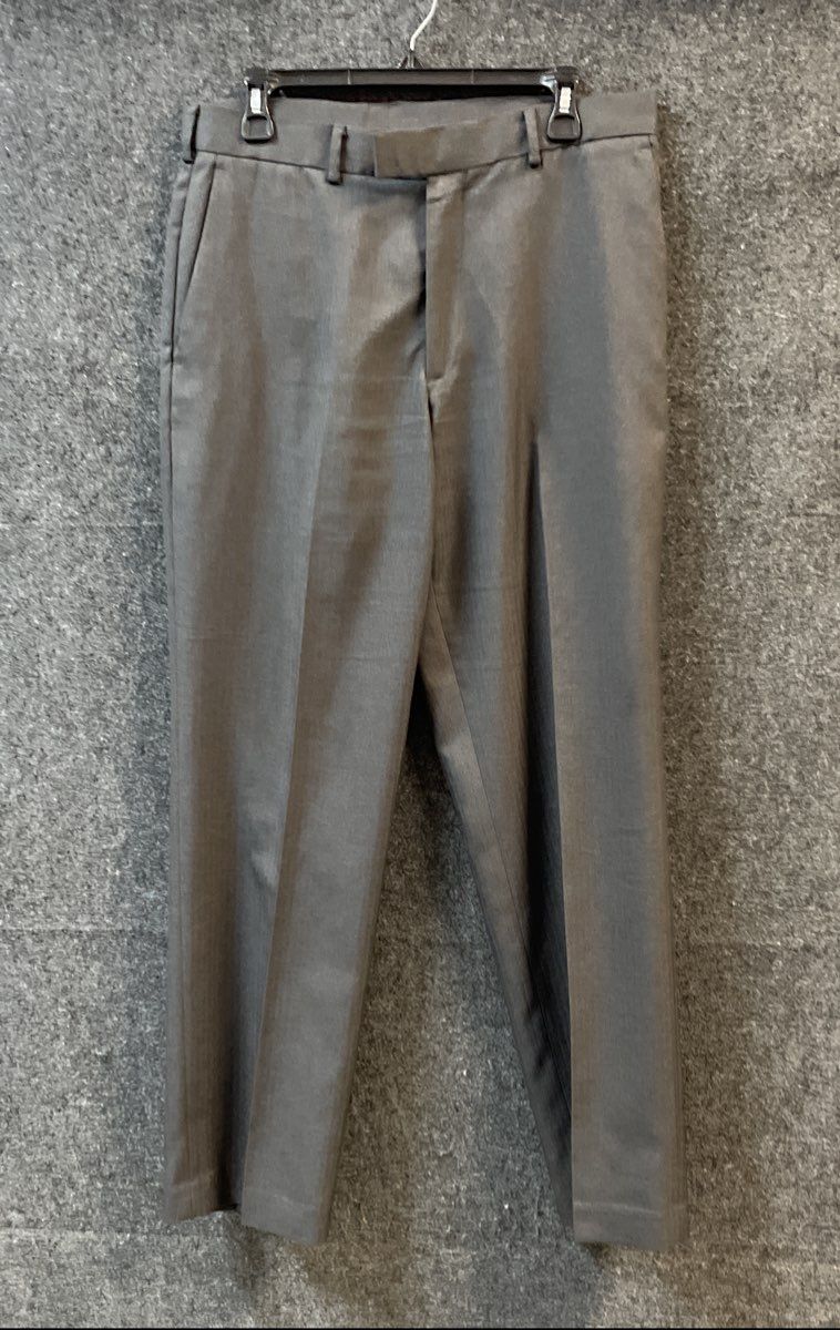 Perry Ellis Portfolio Men's Gray Flat Front Herringbone Dress Pants Sz 32x32