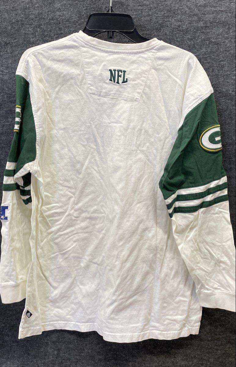 NFL Team Apparel Packers Men's LS T-Shirt Colorblock Starter Green White XL