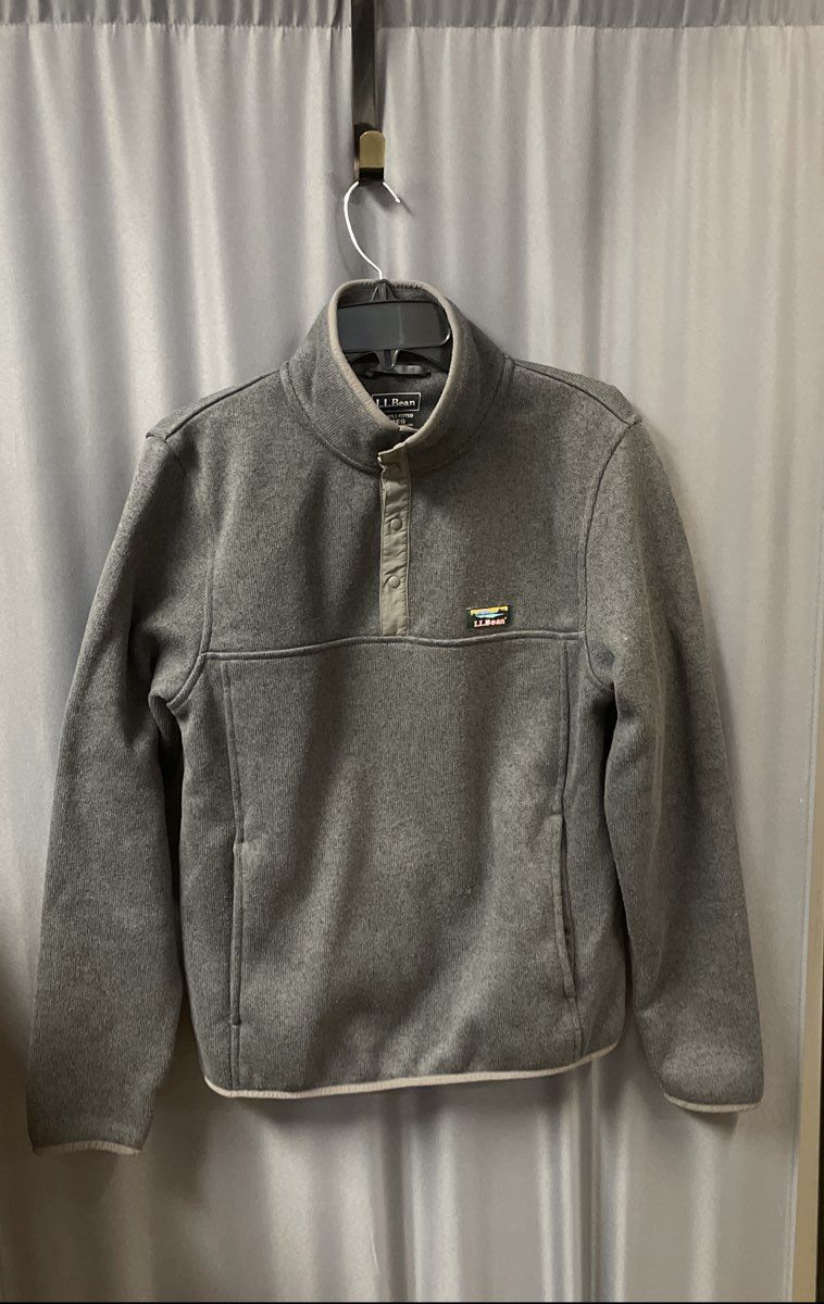 L.L. Bean Men's Gray Sweater Fleece 1/4 Snap Pullover Slightly Fitted Sz S