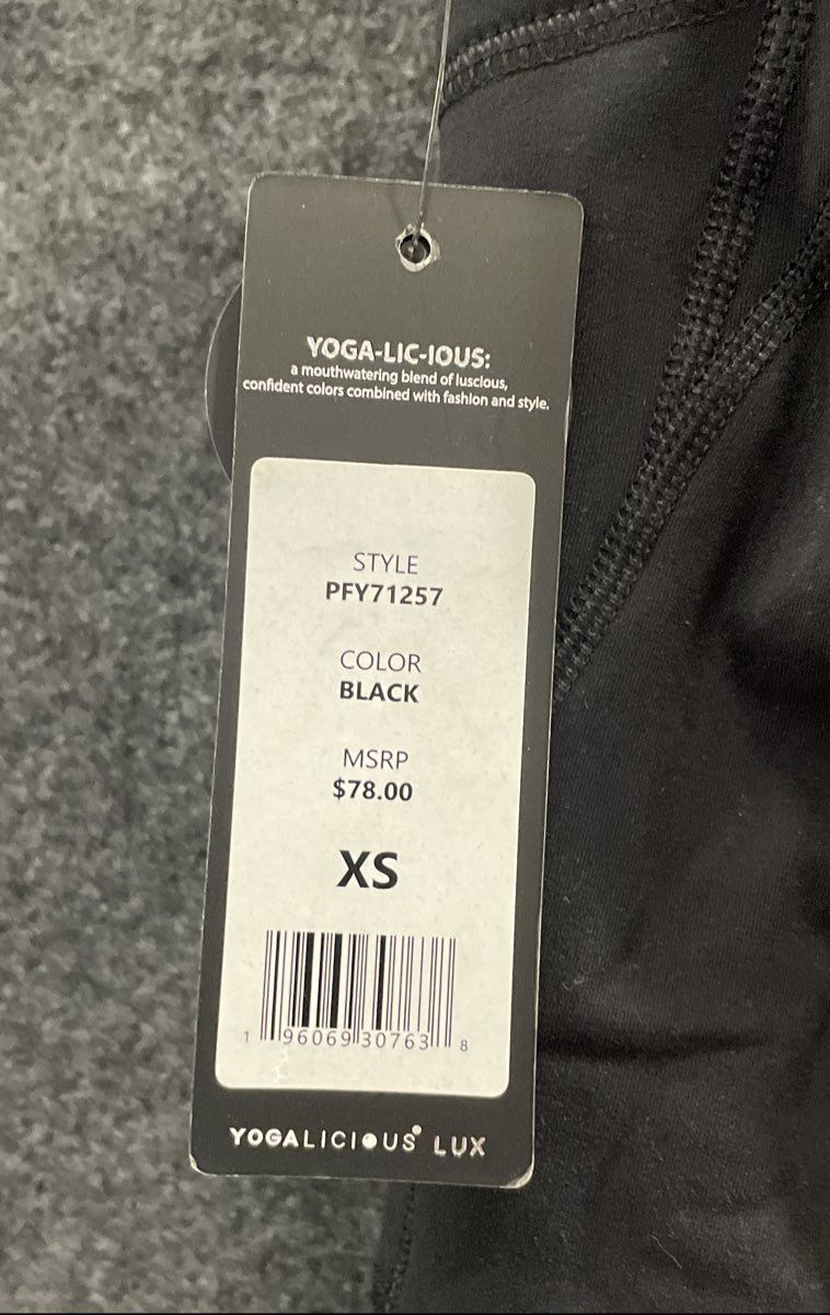 Yogalicious Lux Women's Black Drawstring Yoga Pants Pockets Sz XS NWT PFY71257