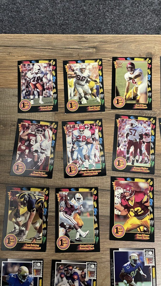 Football Card Lot Early 1990s Wild Card Pro Set 50 Cards See Photos