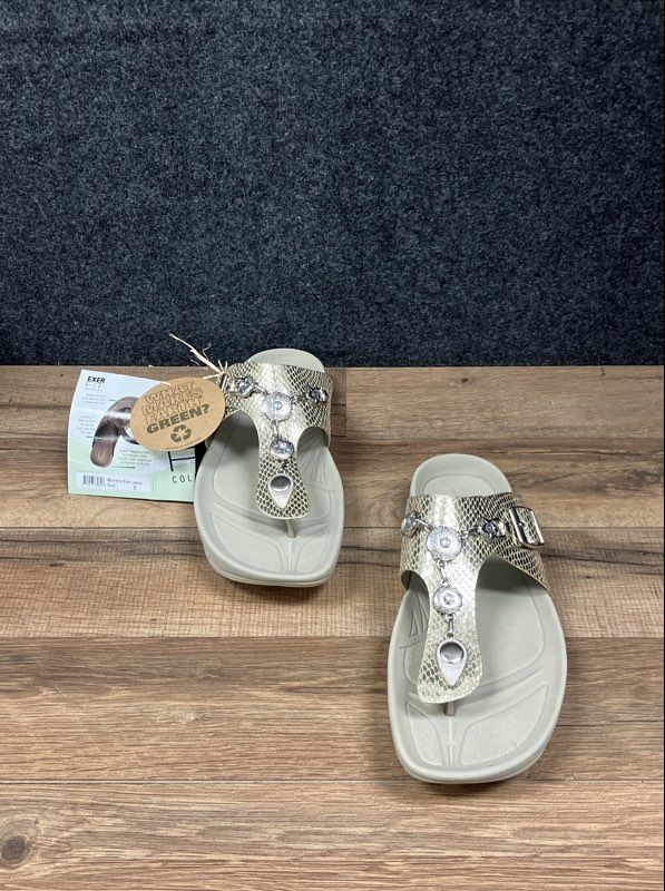 Earth Kalso Exer-Jewel Gold Snake Print Sandals Women's Size 9 NIB