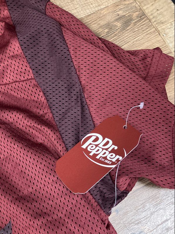 Dr Pepper Women's Maroon Mesh Football Jersey Top Graphic 23 NWT Sz 2X