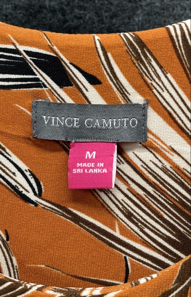 Vince Camuto Women's Rust Orange Palm Print Easy Breezy Sleeveless Top NWT Sz M