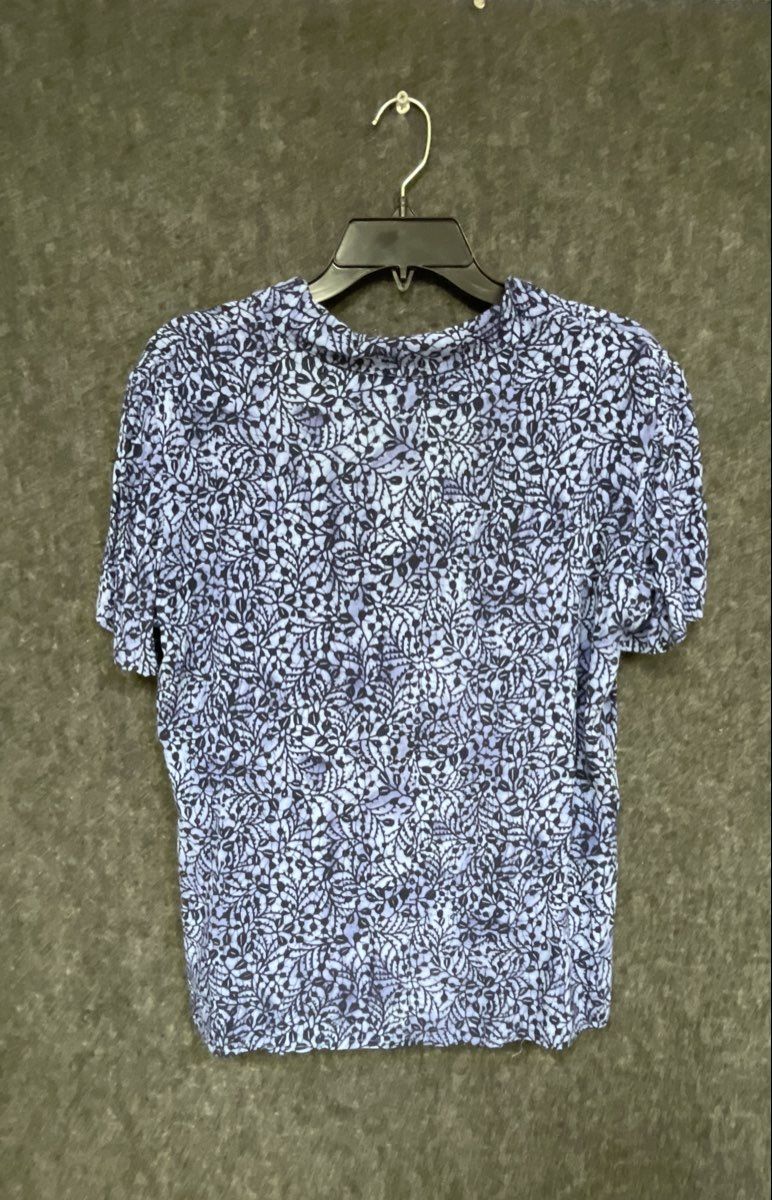 Vintage 90s Liz Claiborne Women's Rayon Blouse Purple Botanical Print Sz 10