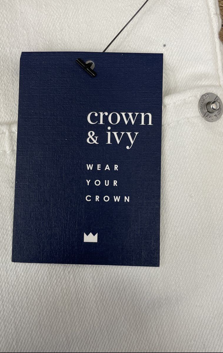 Crown & Ivy Women's White Mid-Rise Skinny Premium Denim Jeans NWT Size 8
