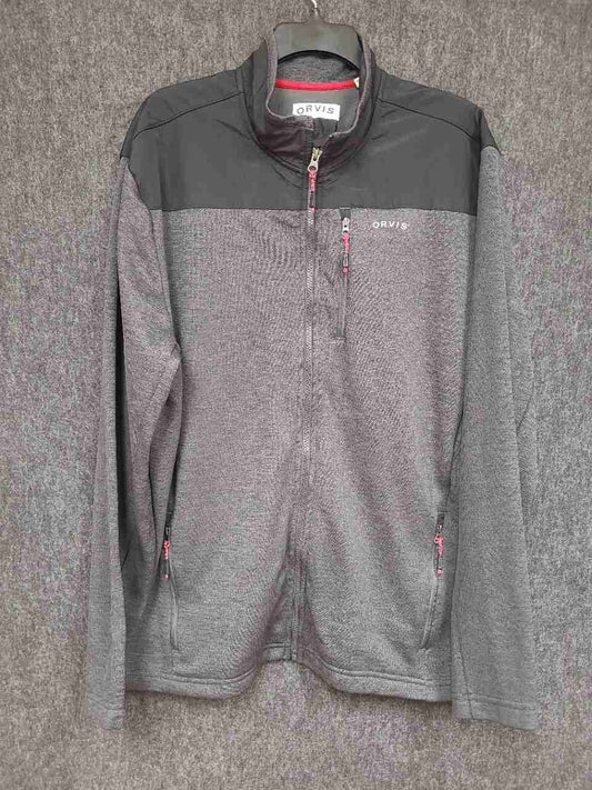 Orvis Men's Classic Collection Gray Contrast Full Zip Sweater Fleece Jacket XL