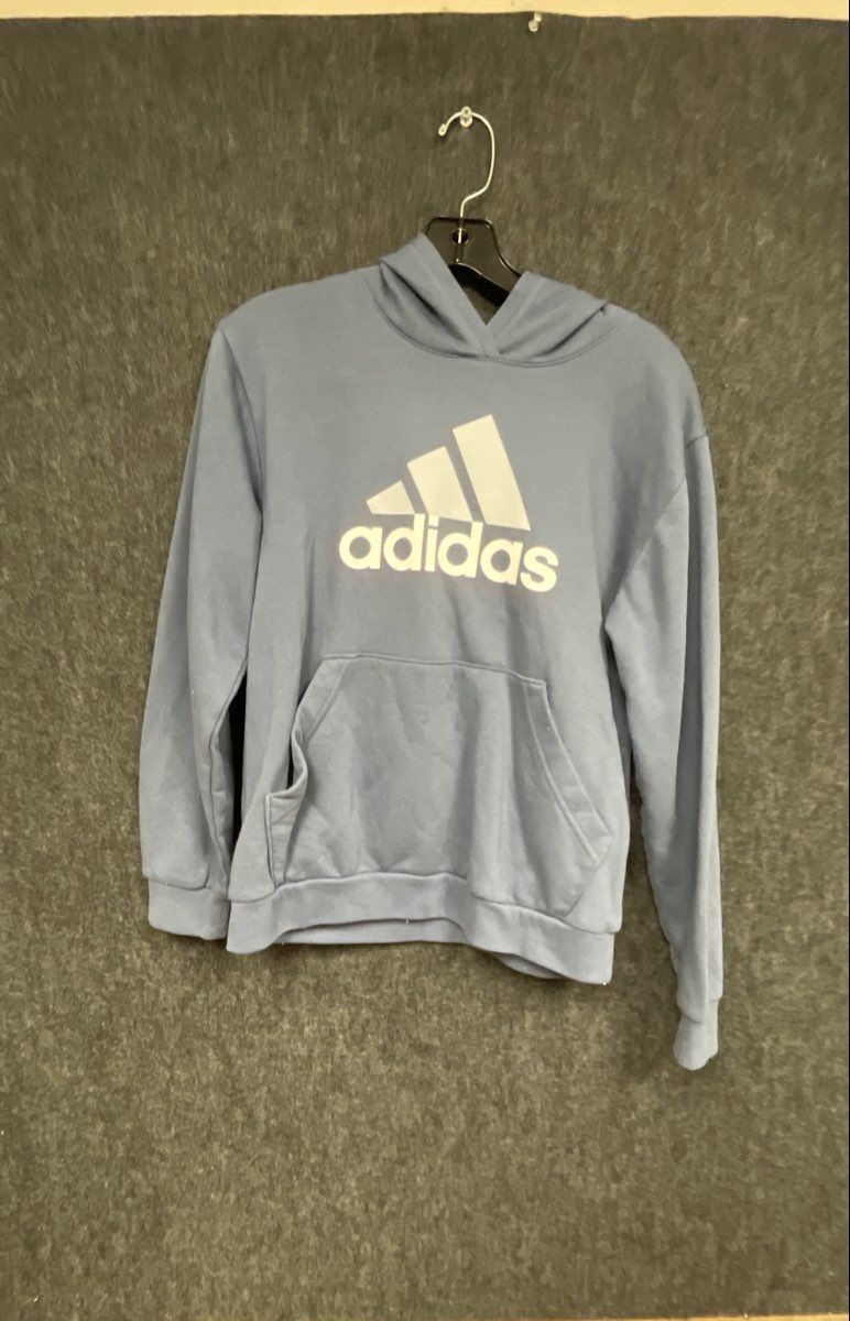 Adidas Youth Kids Light Blue Logo Pullover Hoodie Sweatshirt Size L 14/16