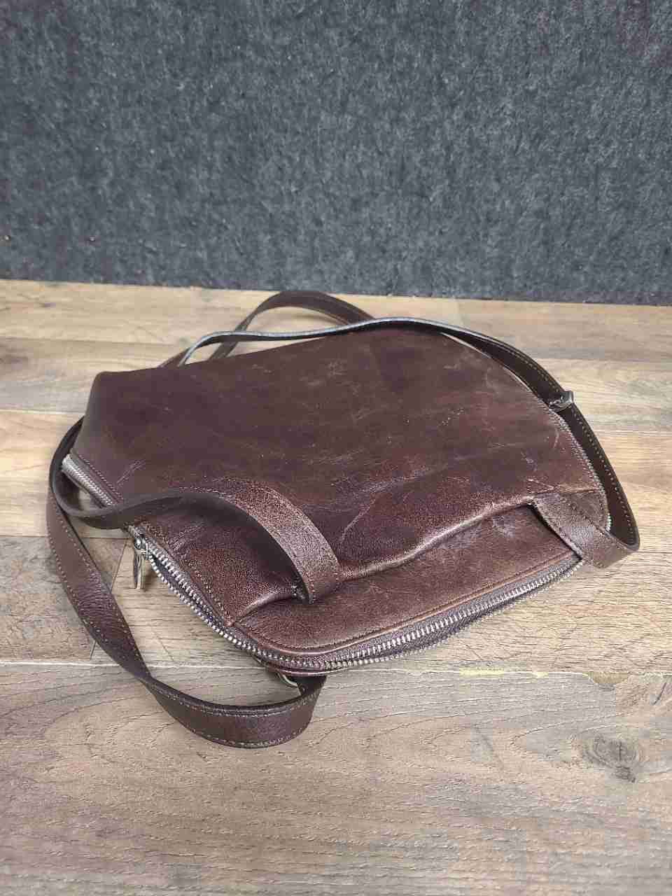 Valentina Brown Italian Leather Convertible Backpack Shoulder Crossbody Bag