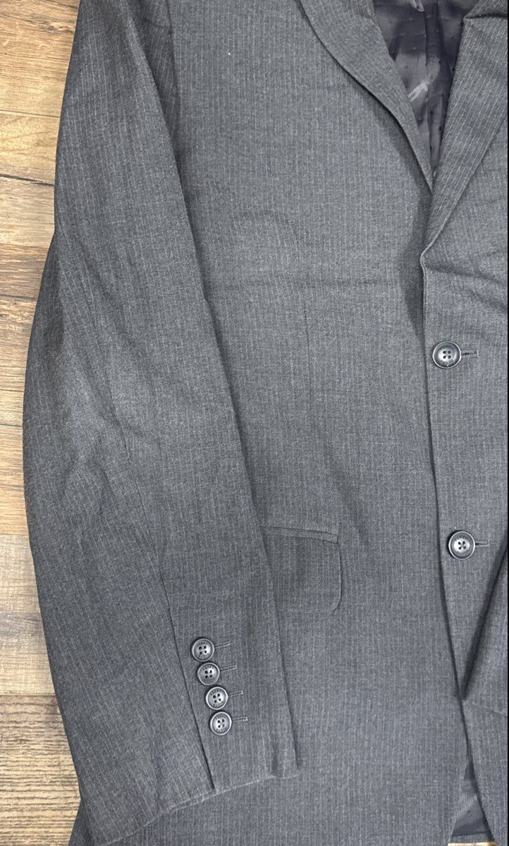 Perry Ellis Men's Gray Textured 2-Button Suit Jacket Blazer Single Vent Sz 42
