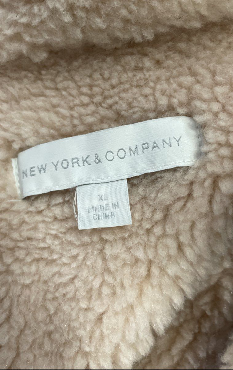 New York & Company Women's Pink Faux Suede Sherpa Lined Moto Jacket Coat Sz XL