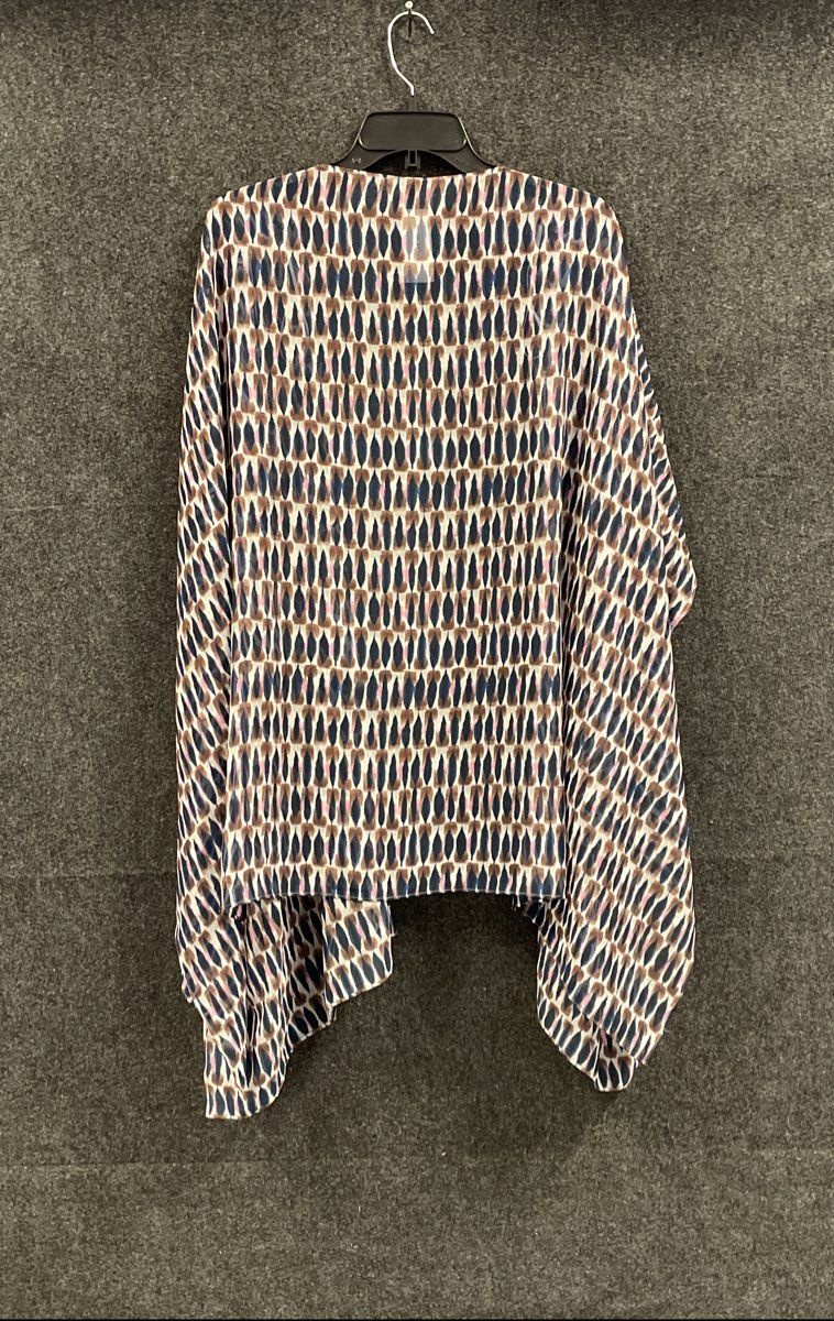 Lane Bryant Women's Kimono Wrap Cardigan Blue Brown Geometric OSFA NWT