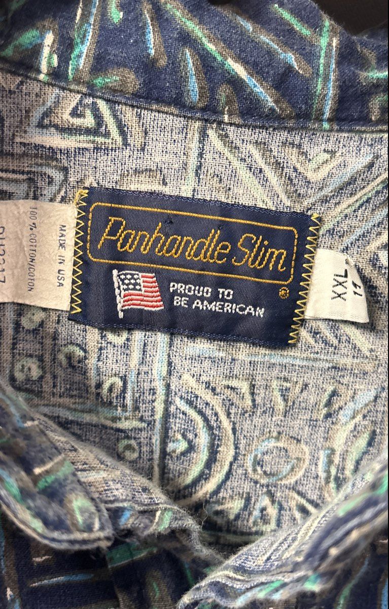 Vintage 90s Panhandle Slim Aztec Geometric Western Shirt USA Sz XXL