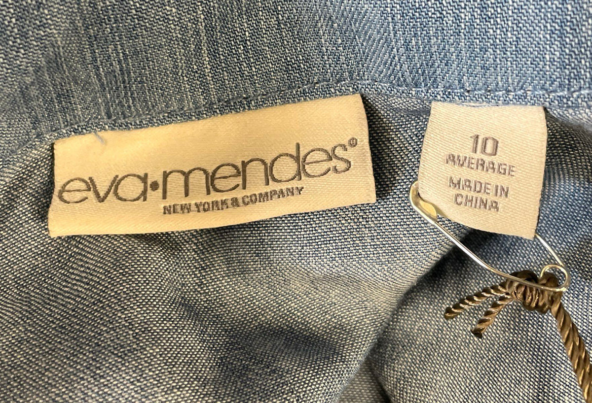 Eva Mendes New York & Company Women's Blue Chambray Belted Dress Sz 10 NWT