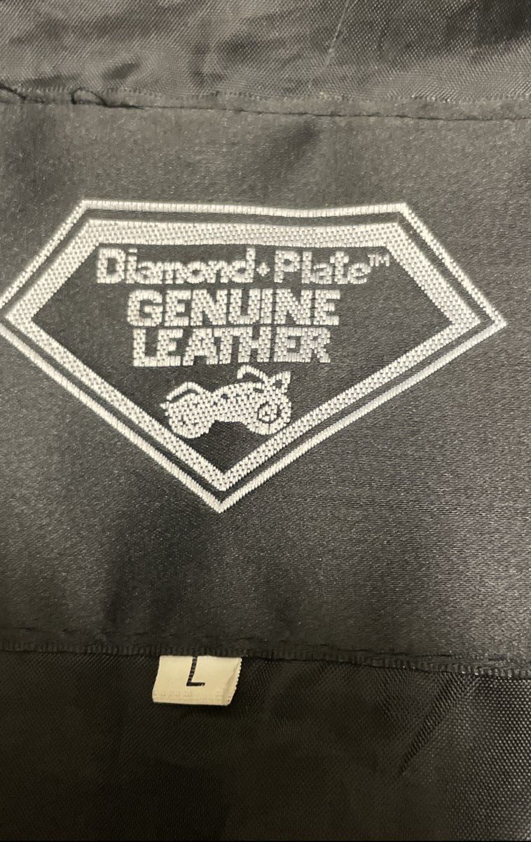 Vintage Y2K Diamond Plate Women's Black Patchwork Leather Biker Jacket Sz L