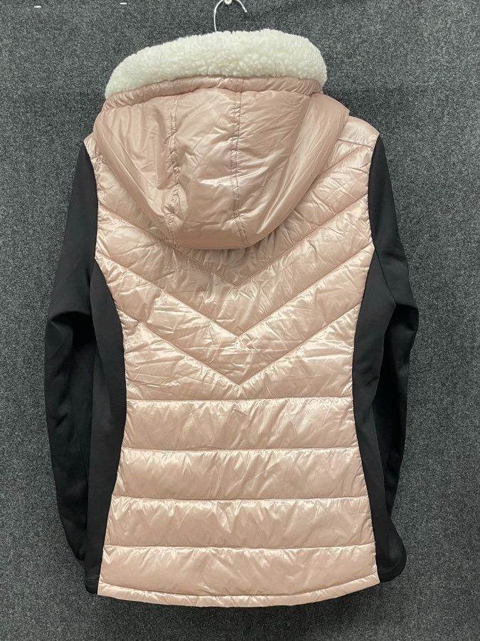 Calvin Klein Performance Women's Pink Black Quilted Hooded Puffer Jacket Size M