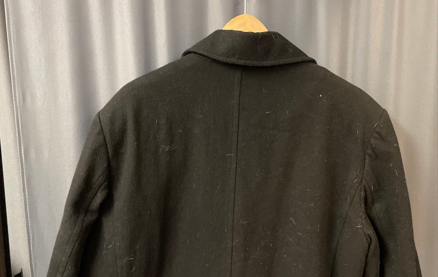 Chaps Men's Black Wool Blend Double Breasted Pea Coat Jacket Sz L