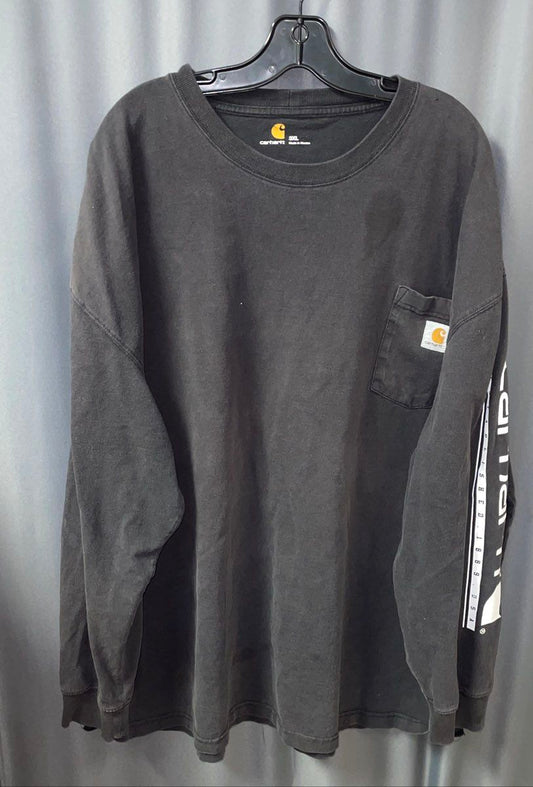 Carhartt Men's K464 Workwear Long Sleeve T-Shirt Faded Black Graphic Pocket 3XL