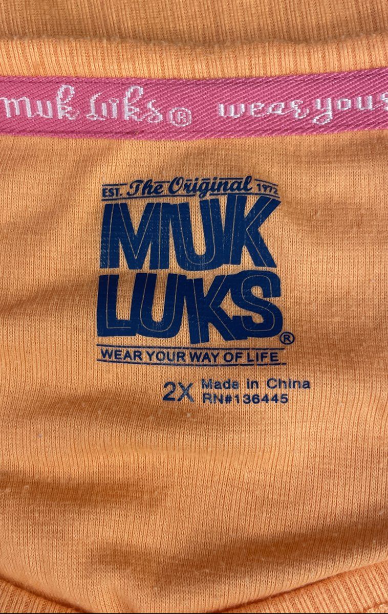 Muk Luks Women's Orange Ribbed Short Sleeve V-Neck Top Loungewear Sz 2X