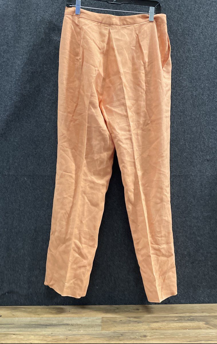 Ralph Lauren Women's Orange 100% Linen Straight Leg High Rise Lined Pants Sz 10
