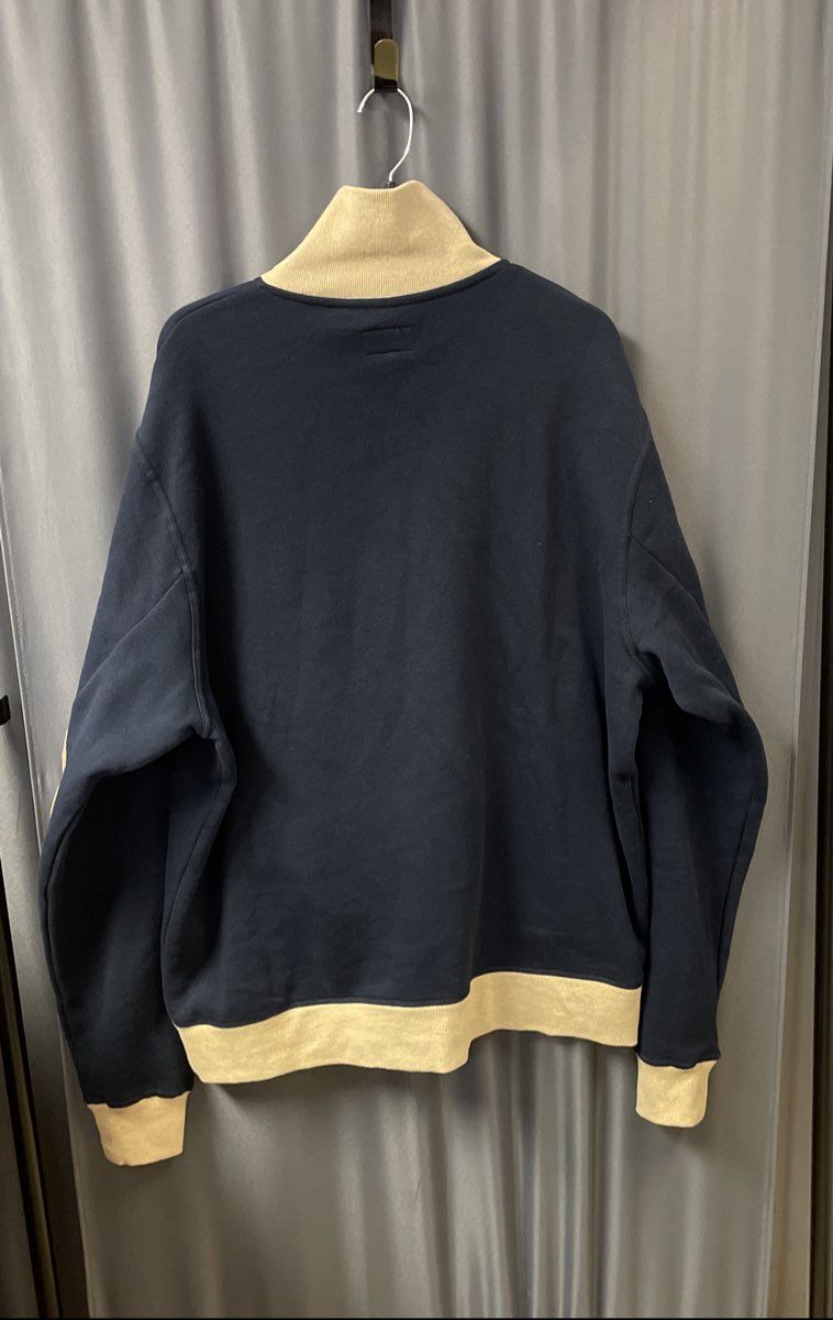 Hustle Gang Men's Full Zip Track Jacket Navy Blue Tan Elbow Patches Sz 2XL
