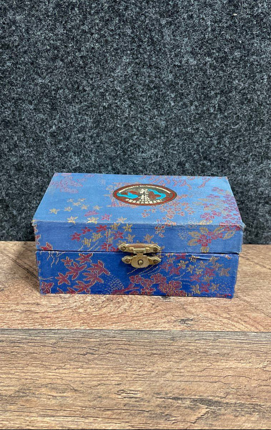 Vintage Chinese Baoding Health Balls Metal Chime Dragon Brocade Box Complete