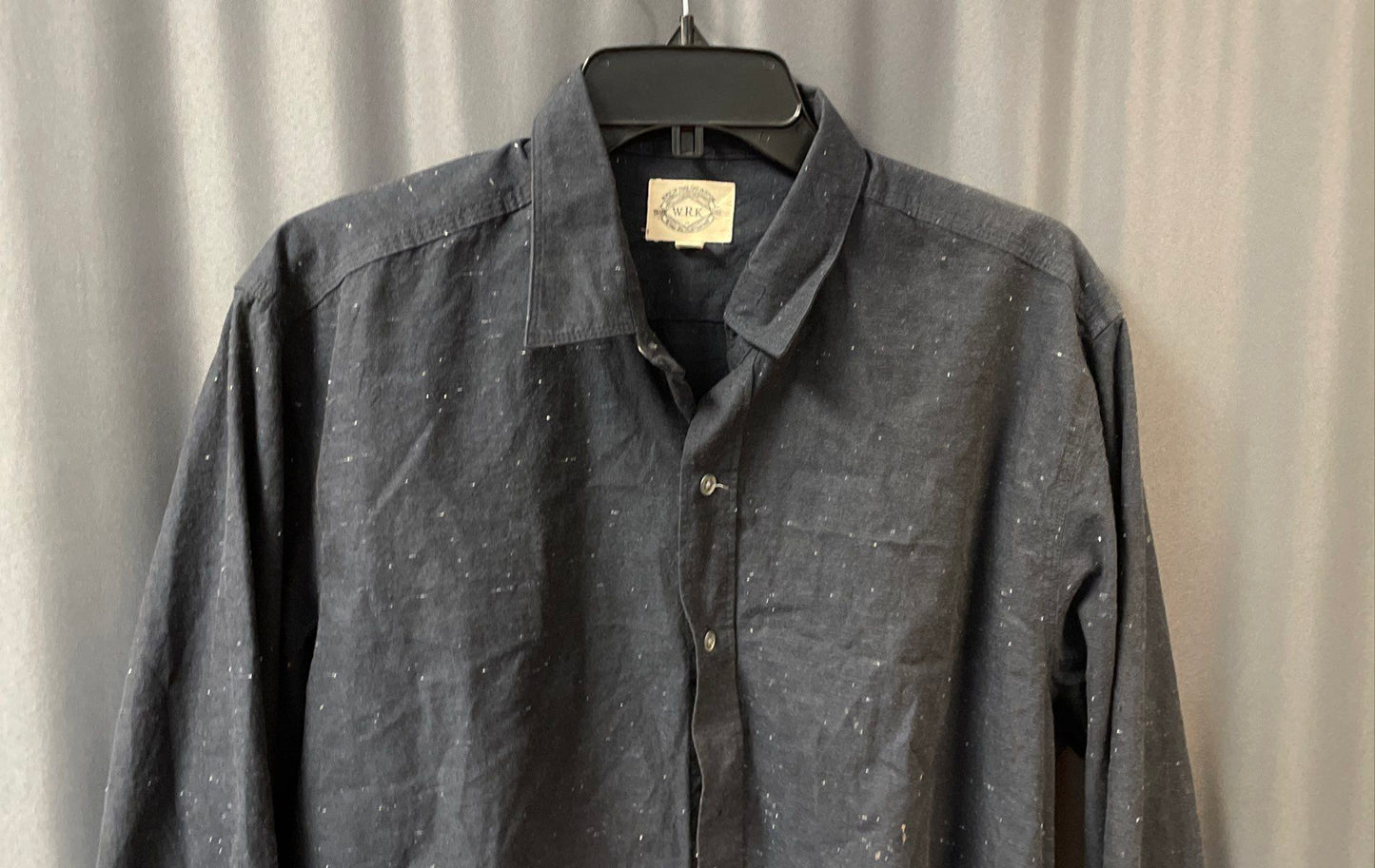 W.R.K Men's Gray Speckled Nep 100% Cotton Long Sleeve Button Up Shirt Size L