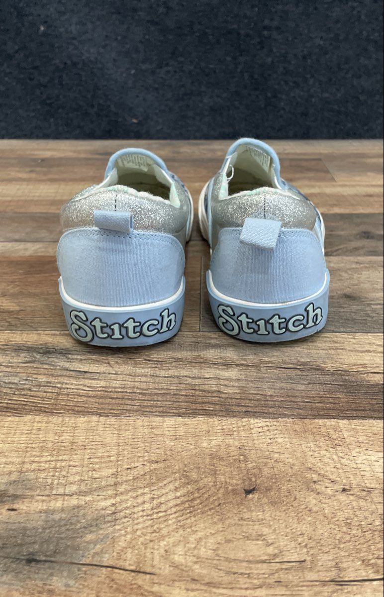 Disney Lilo & Stitch Silver Glitter Slip-On Sneakers Size 6