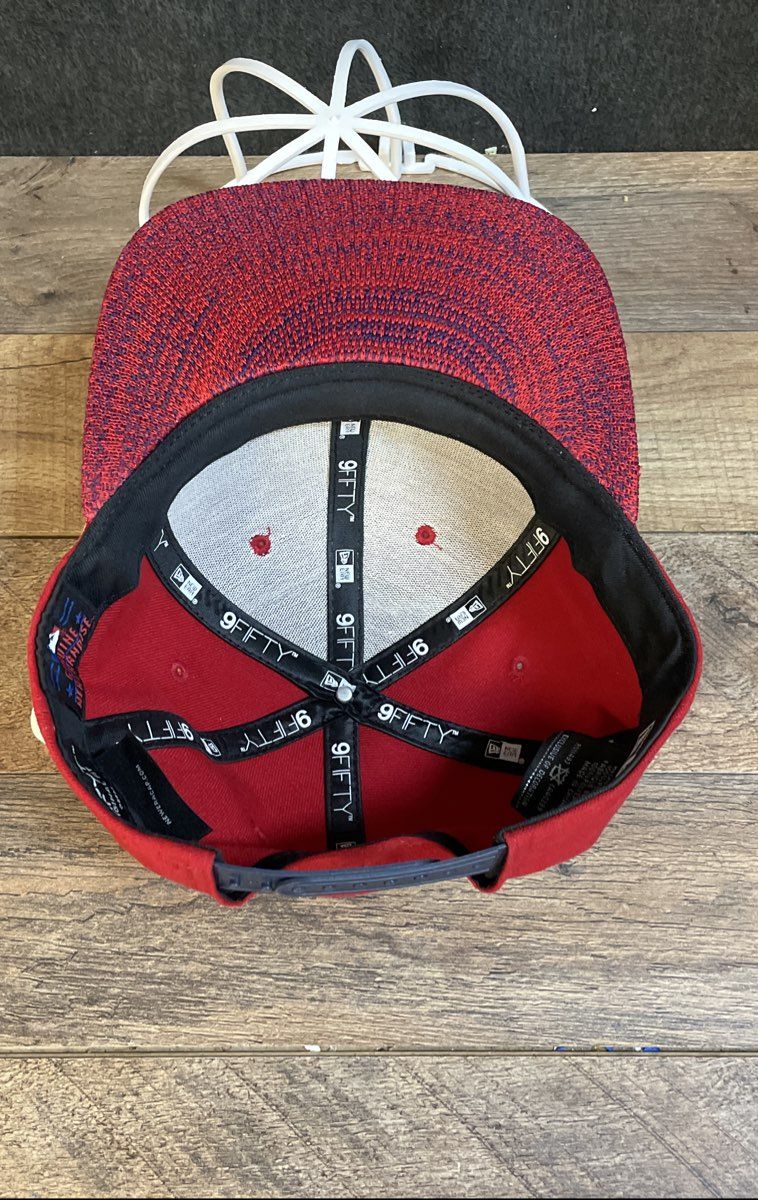 New Era Men's Washington Nationals Red 9Fifty Snapback Hat Textured Brim OSFM