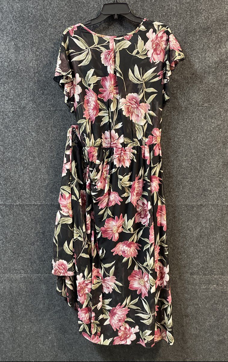 Alexa B. Nites Women's Plus Size 20W Black Pink Floral Faux Wrap Dress NWT