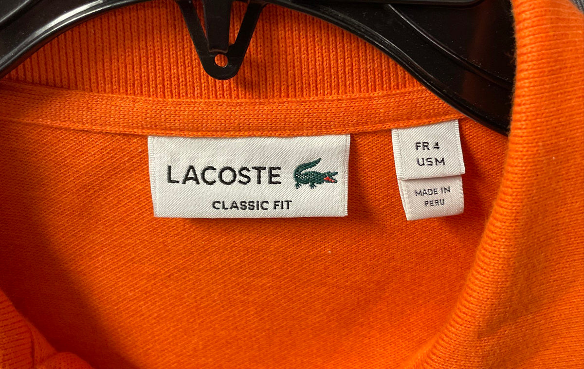 Lacoste Men's Orange L.12.12 Classic Fit Pique Short Sleeve Polo Shirt Sz M