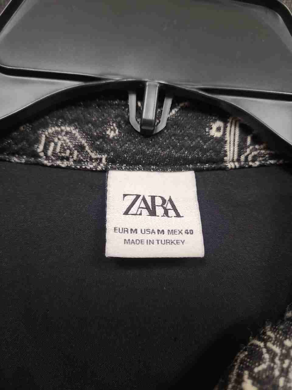 Zara Men's Patchwork Paisley Button Down Shirt Jacket Black White Size M
