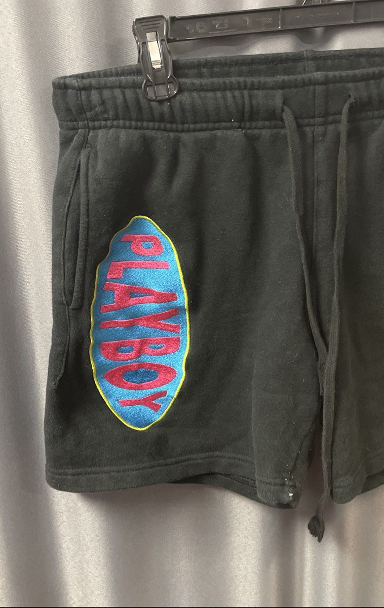 Playboy by PacSun Men's Black Fleece Sweat Shorts Large Logo Bunny Sz M