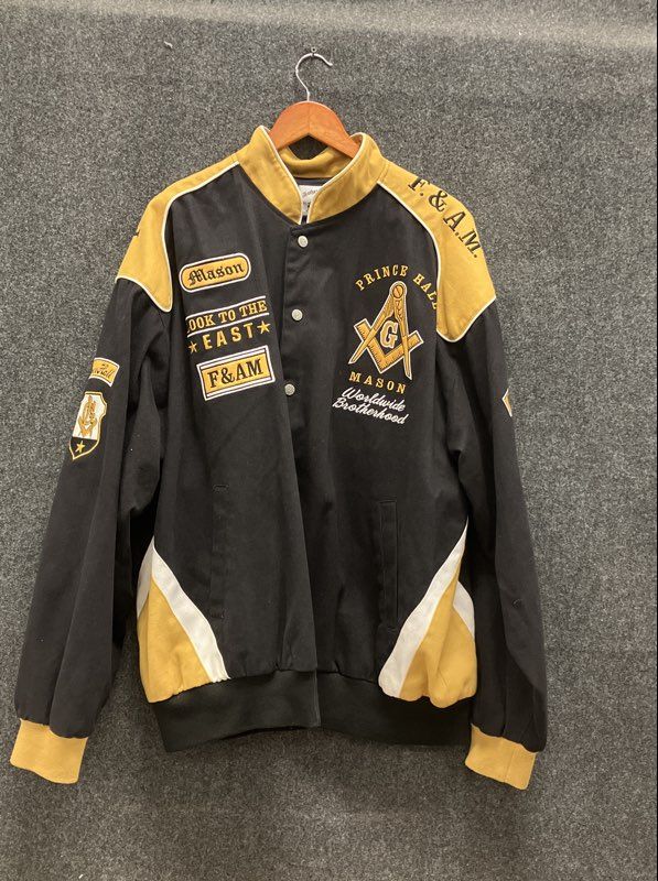 Big Boy Gear Prince Hall Freemason Fraternity Race Jacket Black Yellow 3XL 1997