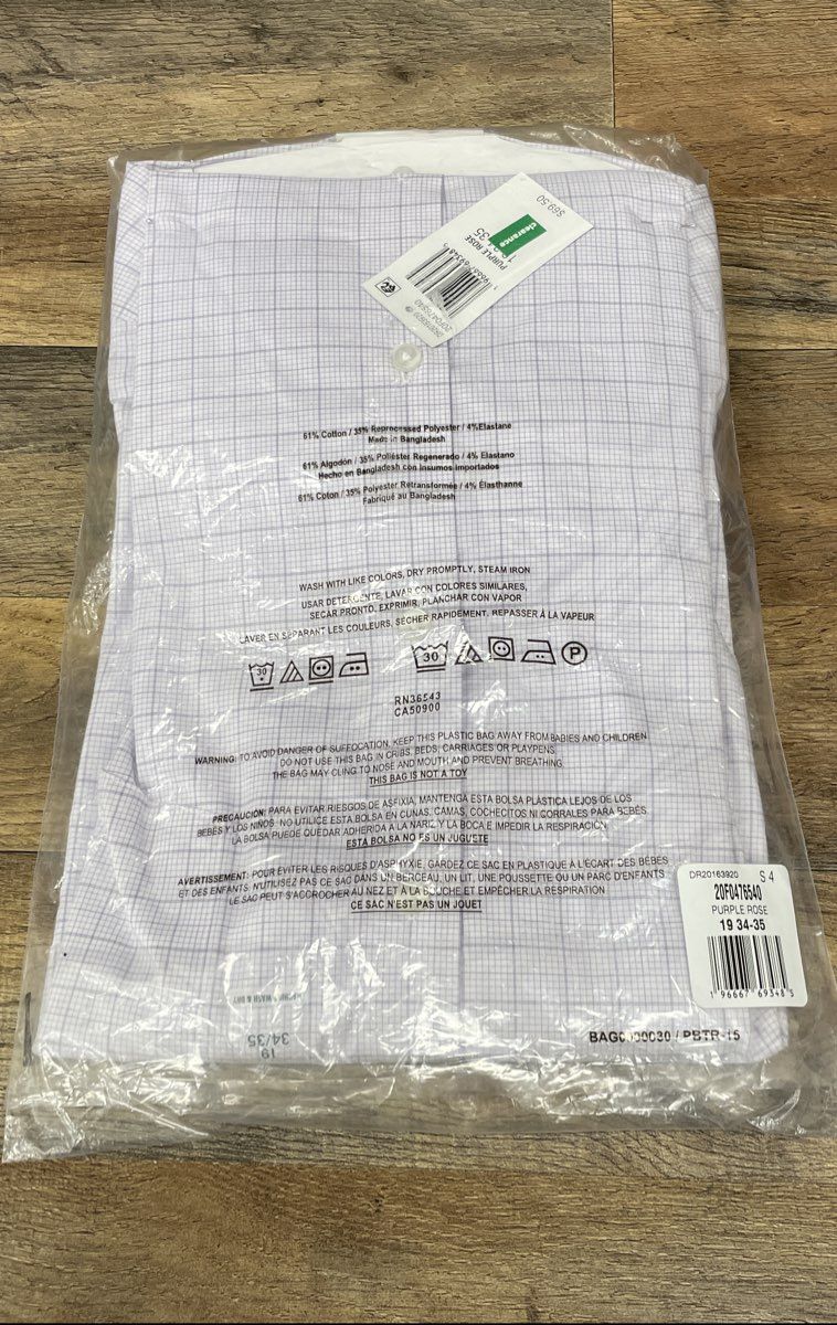 Van Heusen Men's Big Fit Dress Shirt Purple Rose Flex Collar Stretch NWT 19